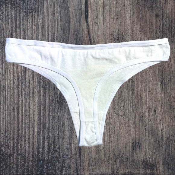 NEW Eco-dyed Leaf White Cotton Thong Panty Medium - Picture 3 of 3